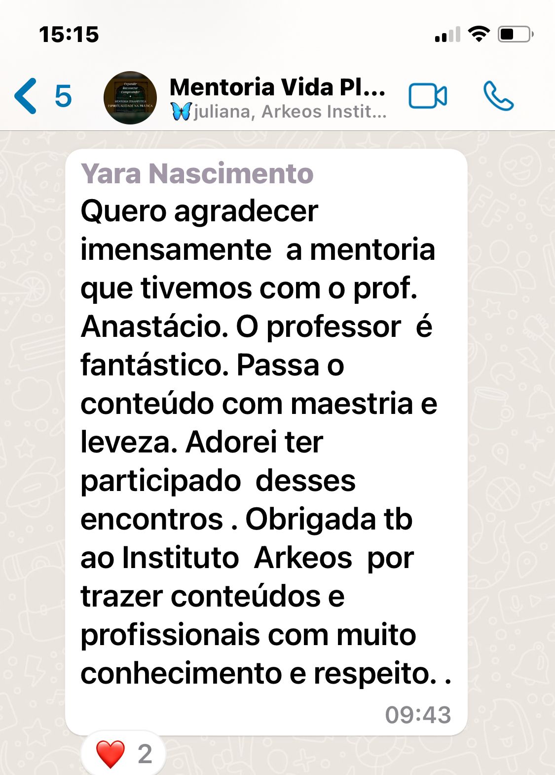 Depoimento 5 de participante do projeto